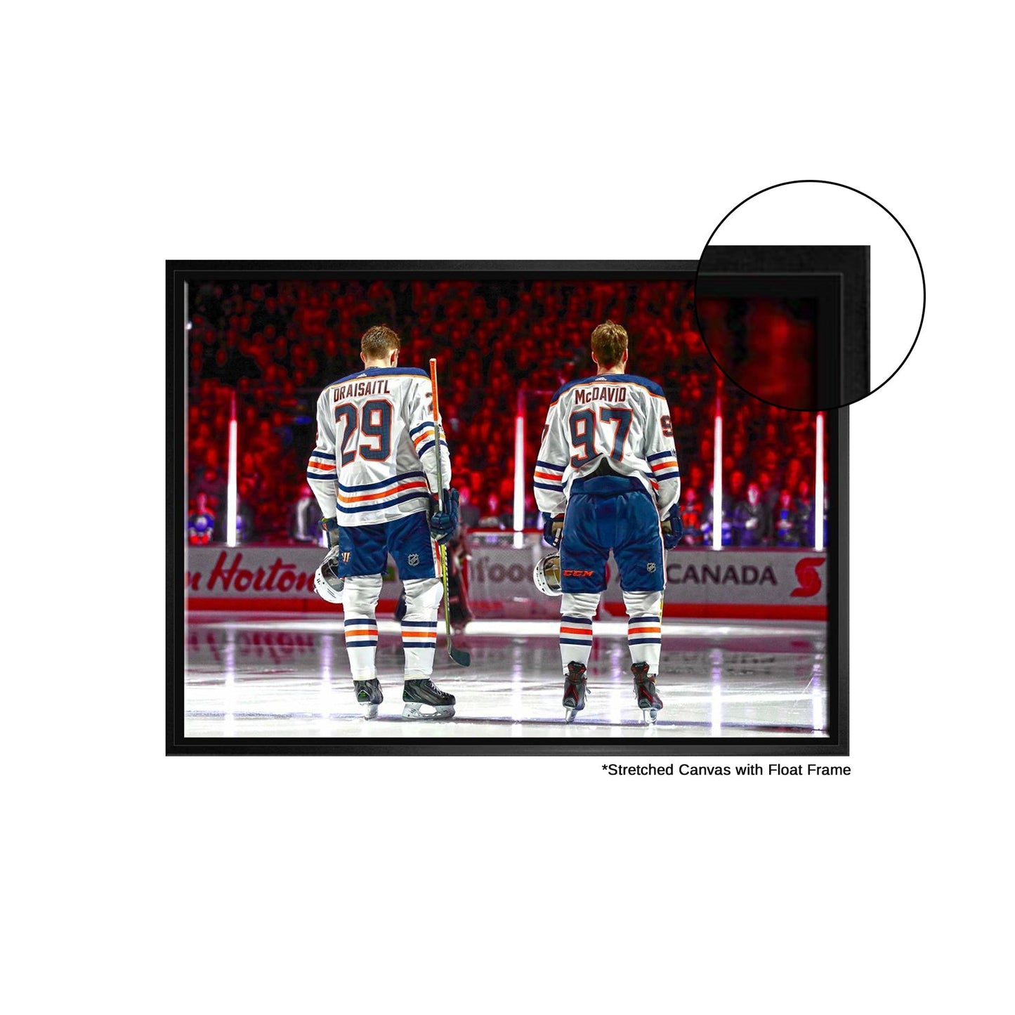 Connor McDavid and Leon Draisaitl Edmonton Oilers Framed 20x29 Line-Up Canvas Frameworth Sports Marketing