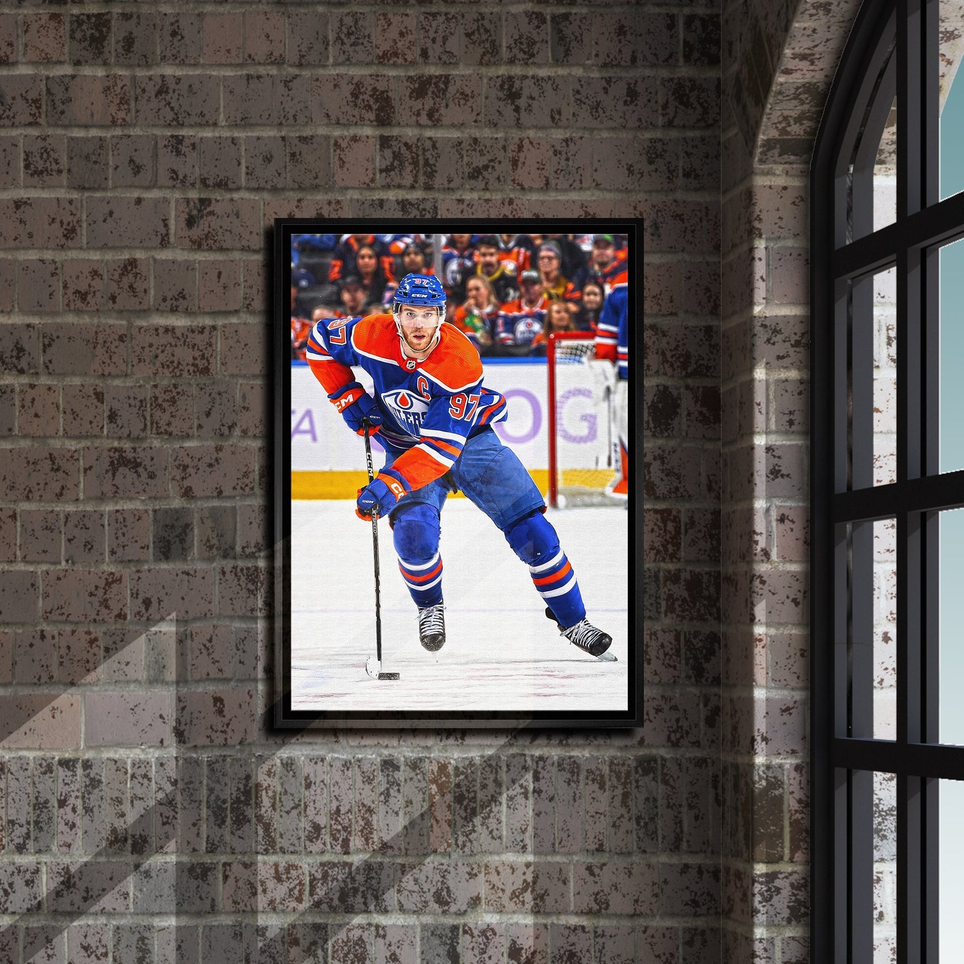 Connor McDavid Framed 20x29 Canvas Oilers Action-V Frameworth Sports Marketing