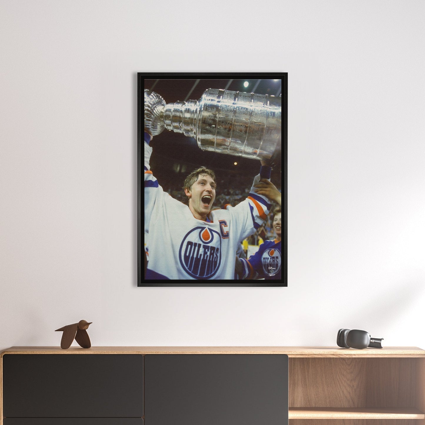 Wayne Gretzky 20x29 Framed Canvas Oilers Stanley Cup-V Frameworth Sports Marketing