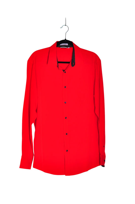FOUR WAY STRETCH Men Button Down Tops Regular fit in Red - M - Velora