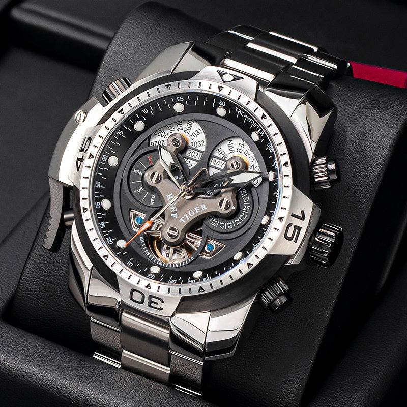 REEF TIGER Designer Sport Mens Watch Rose Gold Date Day Complicated Mechanical Bracelet Watch RGA3503