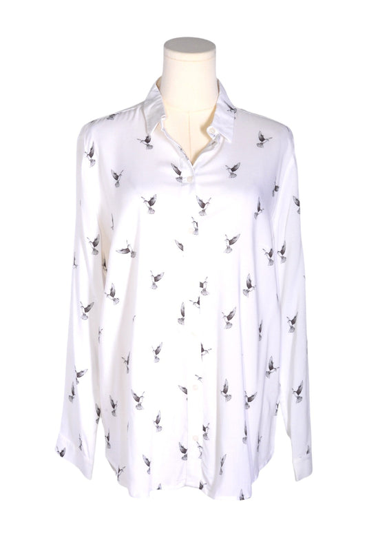 H&M Women Button Down Tops Regular fit in White - 10 - Velora