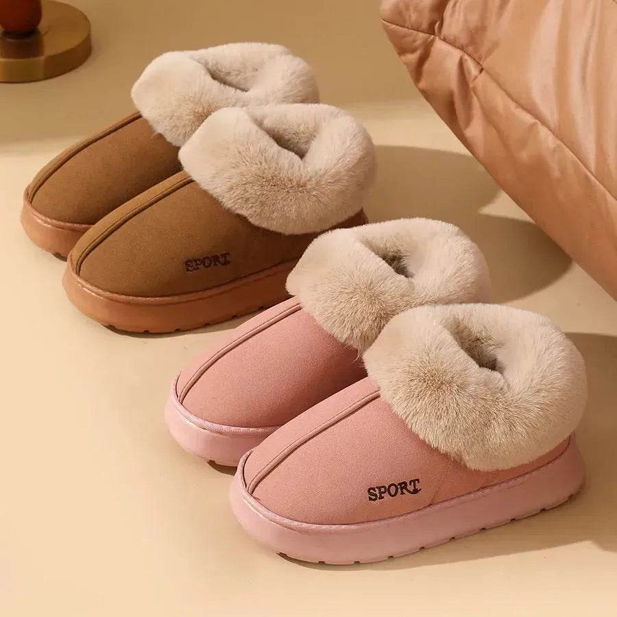 Plush Cotton Shoes For Women Winter Warm Home Slippers Outdoor Snow Boots - Velora