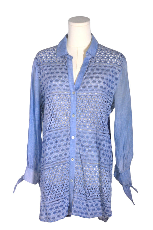 NIC + ZOE Women Button Down Tops Regular fit in Blue - M - Velora