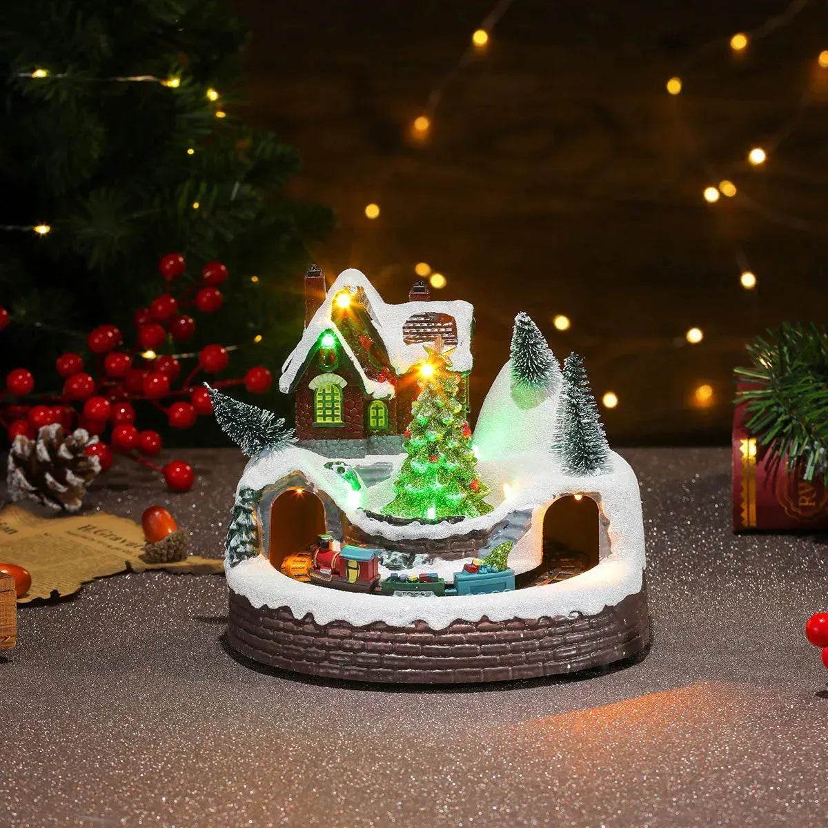 Christmas Rotating Resin Luminous Music Box Ornaments - Velora