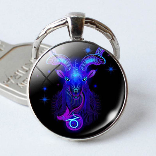 Twelve Constellation Time Stone Metal Keychains - Velora