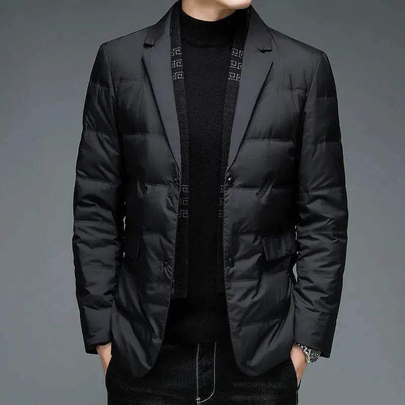 Winter Men's Suit Detachable Scarf Collar Casual Down Jacket - Velora
