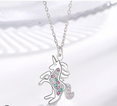 Swarovski Unicorn Necklace in Rose Gold for Women