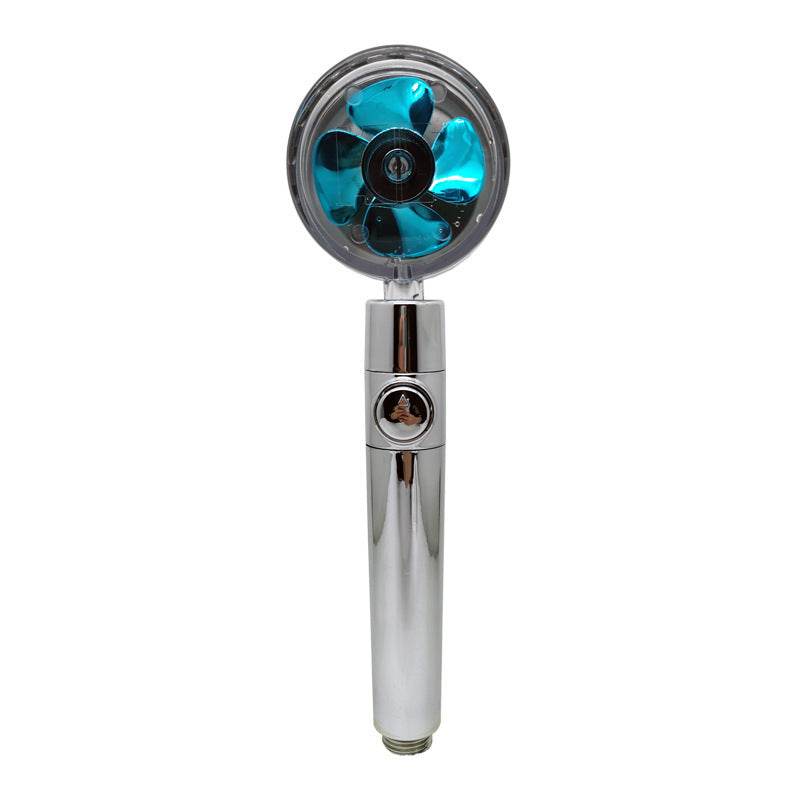 Propeller Driven Shower Head With Stop Button And Cotton Filter Turbocharged High Pressure Handheld Shower Nozzle - Velora
