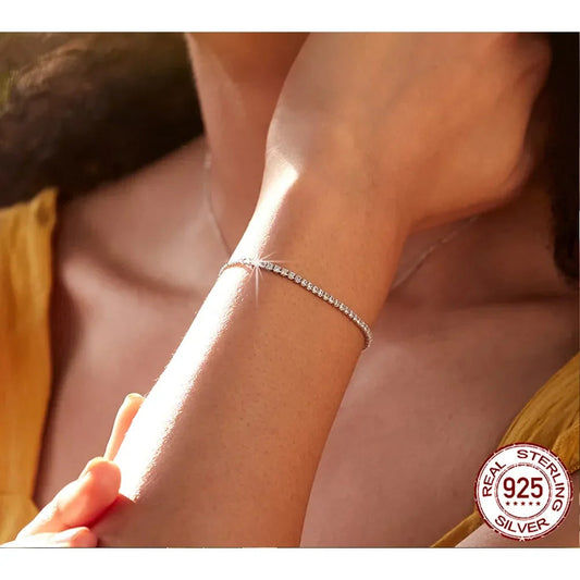 14K Gold Plated Cz Tennis Bracelet | Adjustable 925 Sterling Silver Slider Bracelet For Women | Wedding Jewelry Gift - Velora