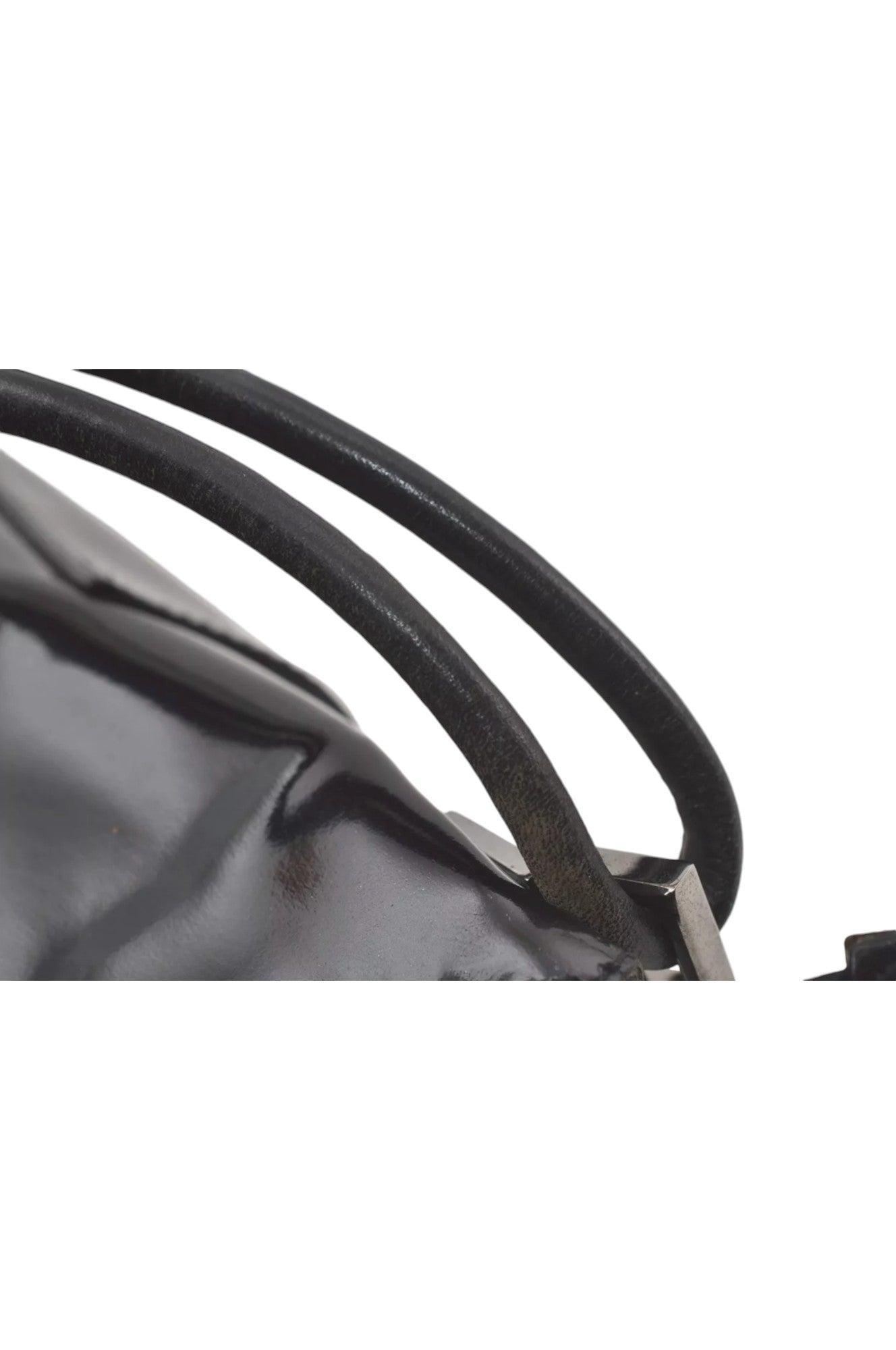 GUCCI Shoulder Hand Bag Purse Enamel Leather 0013766 Black 7891K - Velora