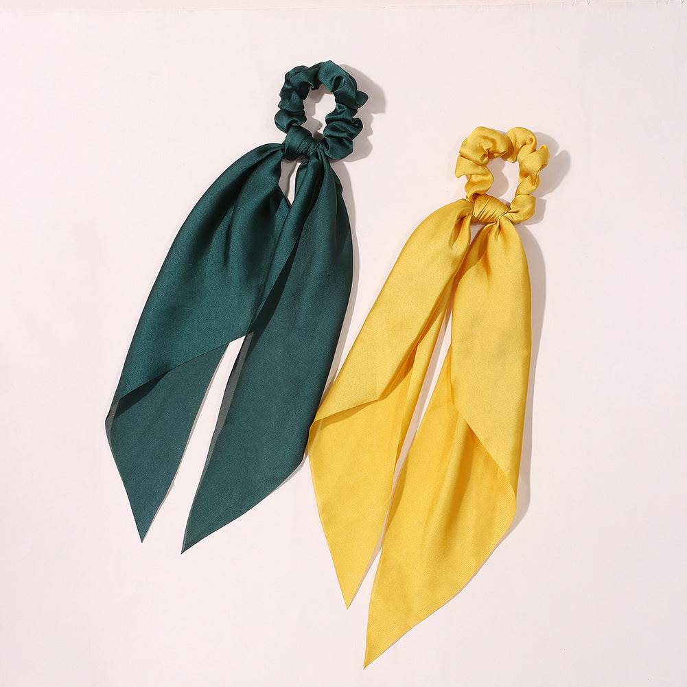 Cute Hair Silk Bow Scrunchie Vintage Satin Scarf Scrunchie - Velora
