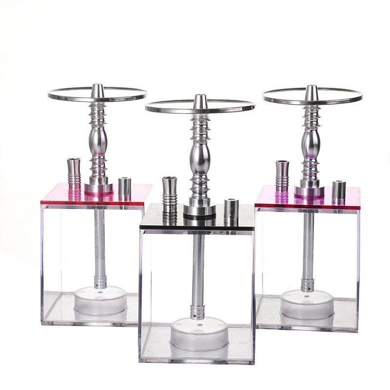 Arabic hookah with light full set of acrylic LED square pot - Velora