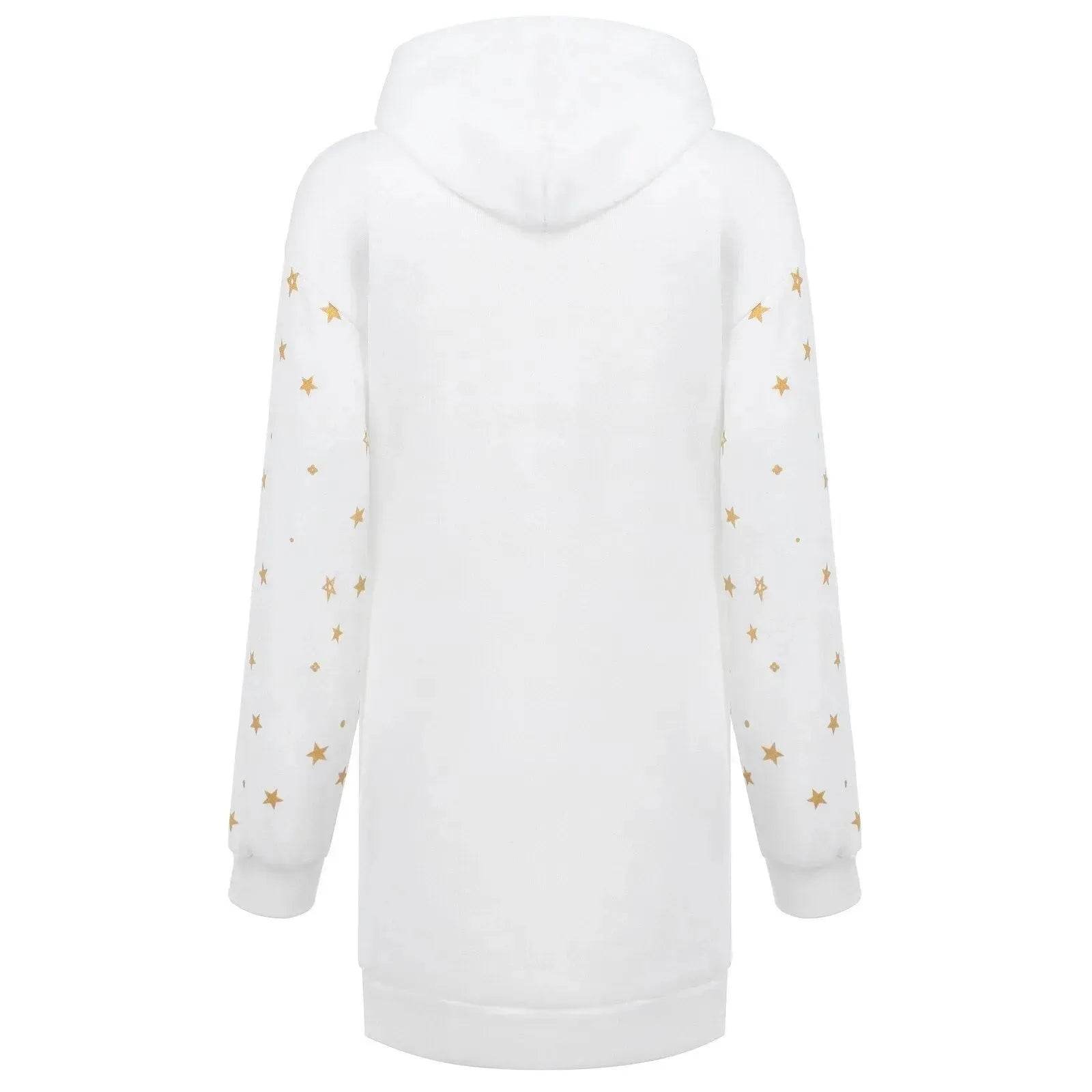 Christmas hot sale printed mid-length pocket hooded long-sleeved sweater - Velora