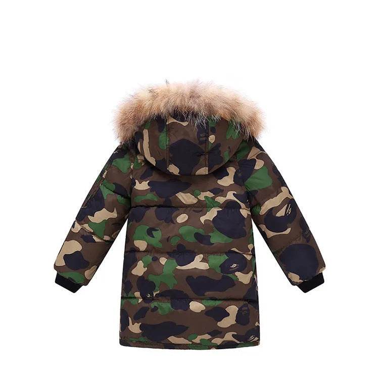Children's Down And Wadded Jacket Camouflage Fur Collar Detachable Thickened Warm - Velora