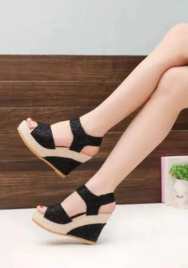 Platform High Wedge Sandals Plain Work sandals for women - Velora