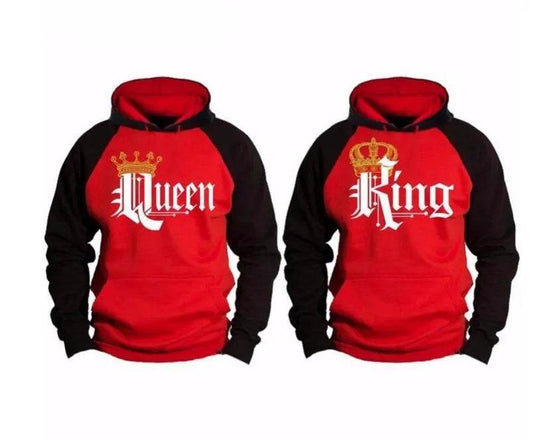 Women KING QUEEN King and Queen Crown Couple Color Block Sweatshirt - Velora
