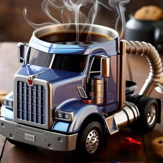 Durable Truck Coffee Mug Semi Truck Handcrafted Coffee Cup Semi-trailer Shaped Semi-Truck Coffee Mugs For Family - Velora