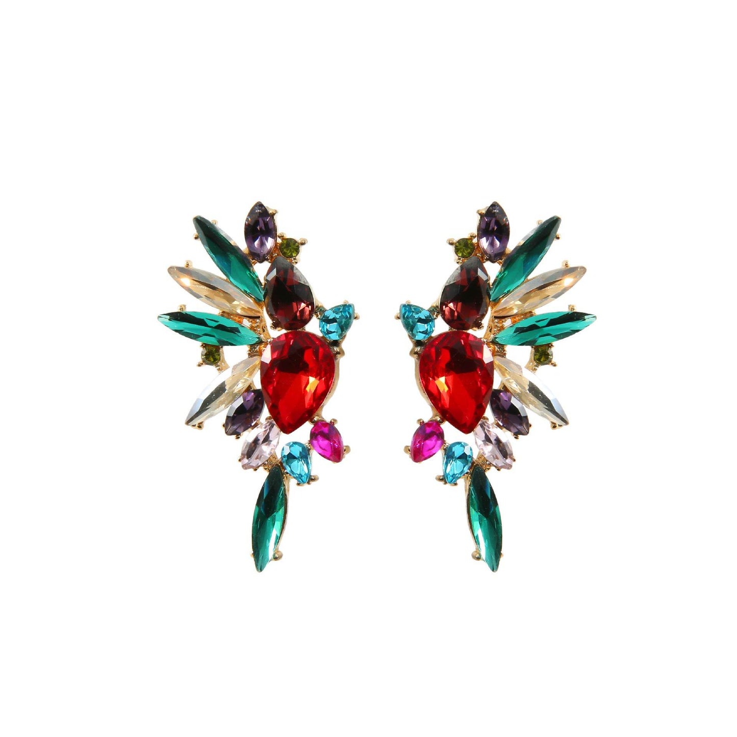 Colorful Luxury Temperament And Fully-jewelled Glass Fashion Geometric Earrings - Velora