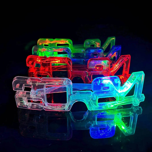 LED Glowing New Year Glasses 2024 Glitter Glasses For Party Evening Decoration - Velora