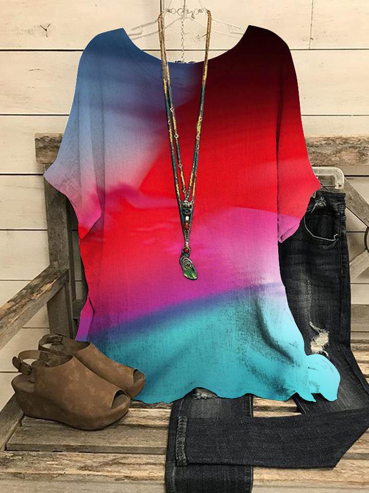 Summer Loose blouse Round Neck Short Sleeve Cotton And Linen Top For Women - Velora