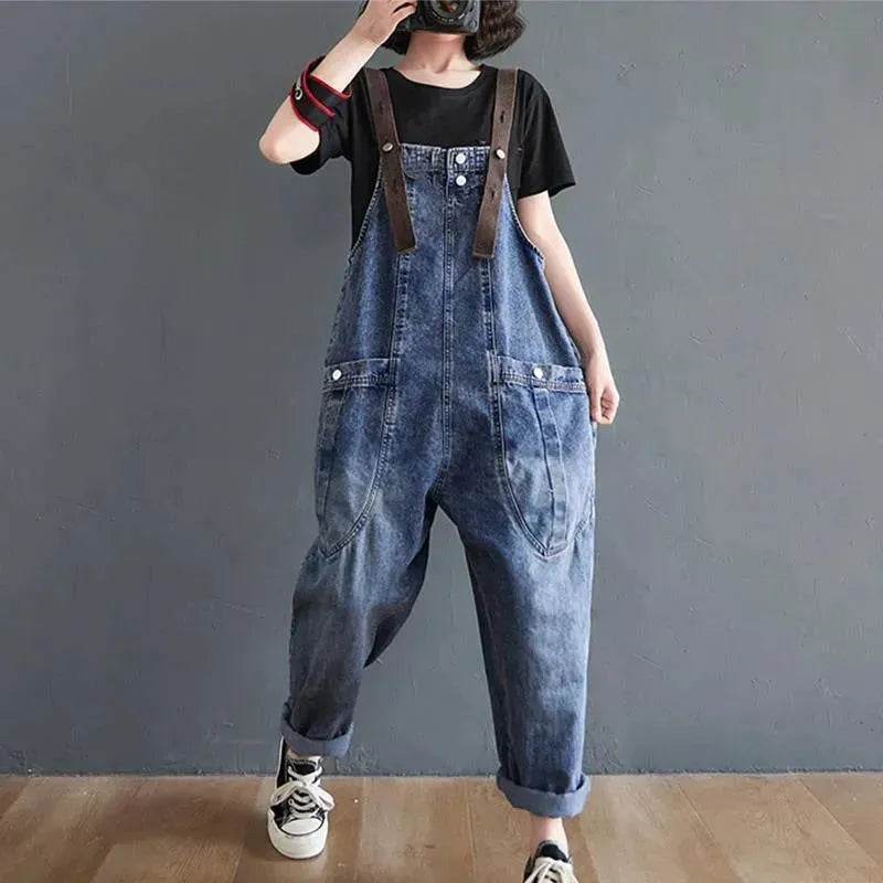Y2K Women's Loose Denim Overalls Romper Suit - Velora