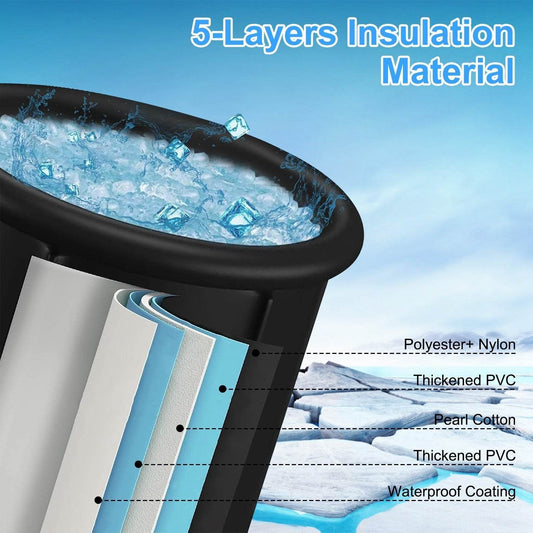 1Pc 97Gal Large Size Ice BathTub With Cover For Adults Athletes Recovery Cold Water Therapy Outdoor Portable Cold Plunge Tub 660LBS Load Capacity 33.46x33.46x29.52in - Velora