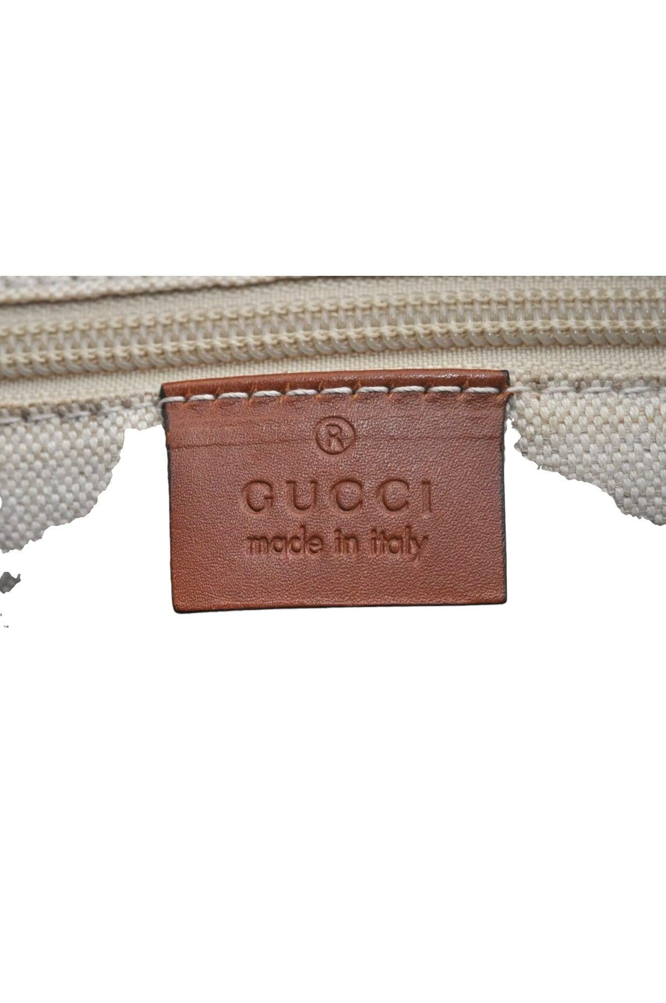 GUCCI Vintage Hand Tote Bag GG Nylon Leather Navy Blue L0937 - Velora