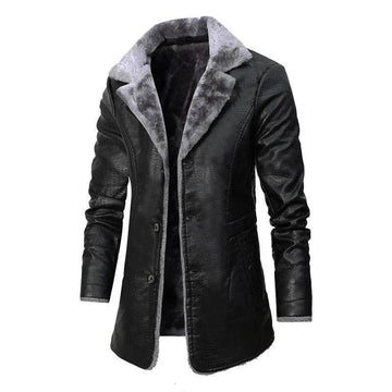 Men’s Plush Fur Suit Jacket with Large Lapel, Winter Warm Luxury Coat