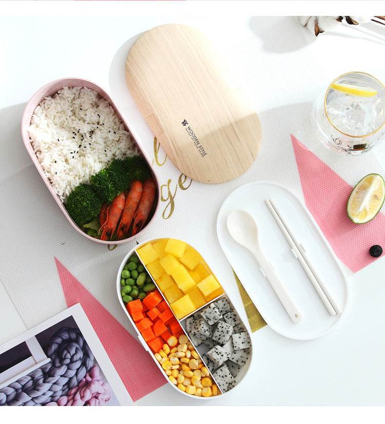 Portable Nordic Style Student Bento Lunch Box with Cutlery - Velora