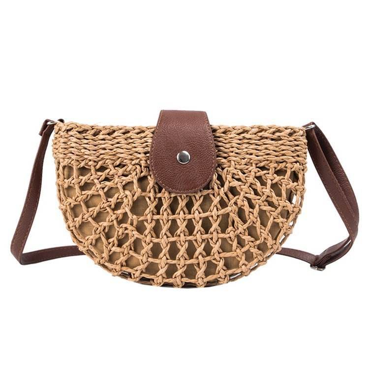 One-Shoulder Saddle Bag Fashion Messenger Straw weave Summer Bag - Velora