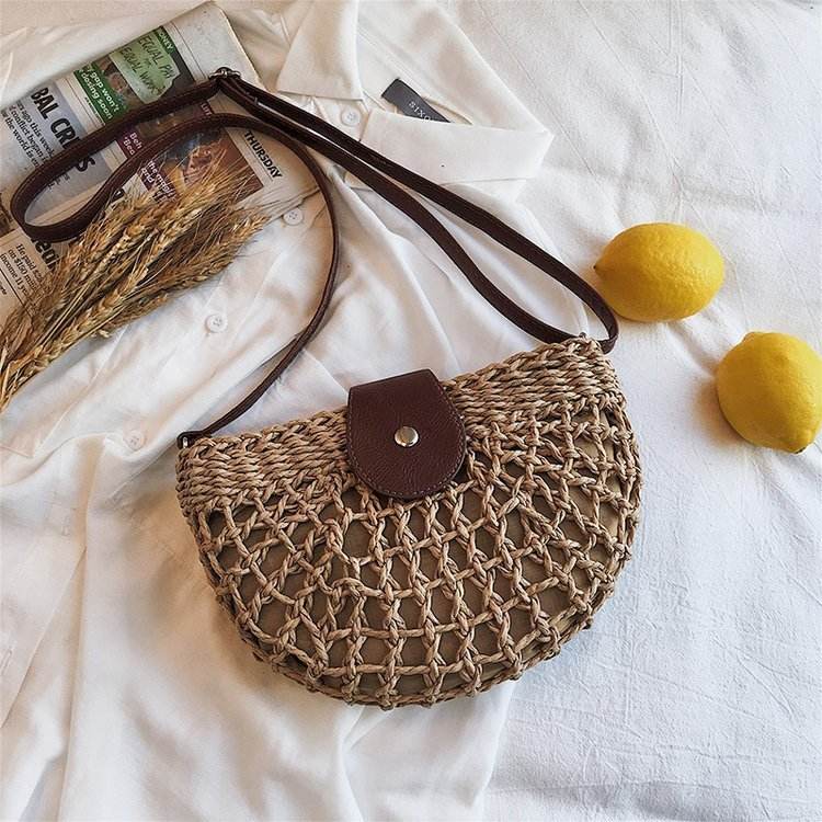 One-Shoulder Saddle Bag Fashion Messenger Straw weave Summer Bag