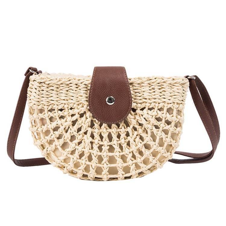 One-Shoulder Saddle Bag Fashion Messenger Straw weave Summer Bag - Velora