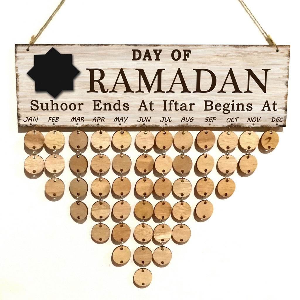 Eid Mubarak Home Decoration Wooden Calendar Listing Ramadan Decor Plaques - Velora