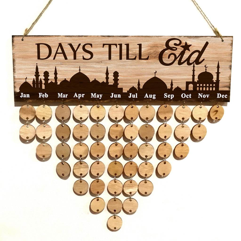 Eid Mubarak Home Decoration Wooden Calendar Listing Ramadan Decor Plaques - Velora