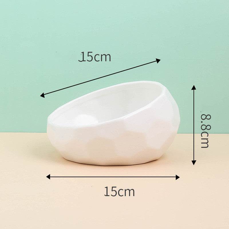 Pet Supplies Bowl Ceramic Cat Bowl Dog Bowl Oblique Mouth - Velora