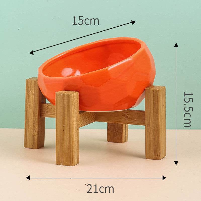 Pet Supplies Bowl Ceramic Cat Bowl Dog Bowl Oblique Mouth - Velora