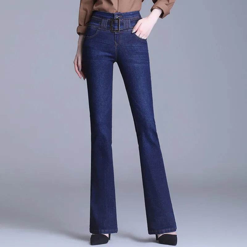 Korean Style Bootcut High-Waisted High Cotton Casual Jeans - Velora