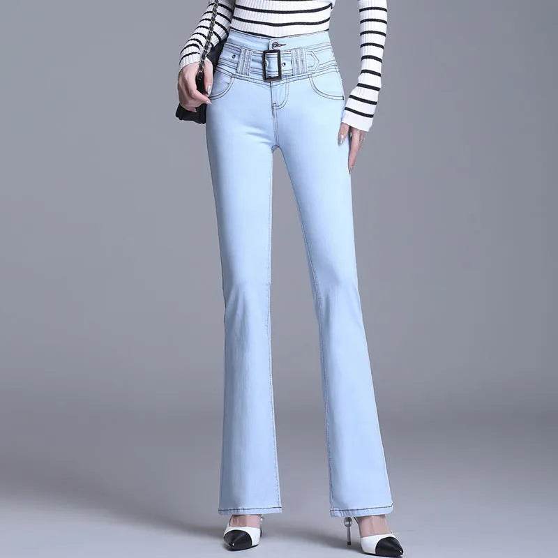 Korean Style Bootcut High-Waisted High Cotton Casual Jeans - Velora