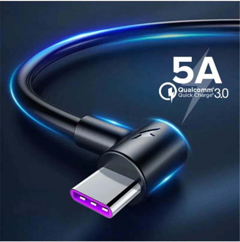 Data Cable 5A Fast Charging Elbow Charging Cable for Mobile Phone - Velora