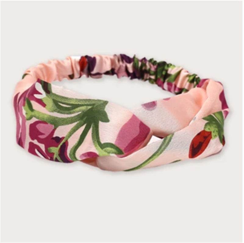 Flower Satin Elastic Cross Headband for women - Velora