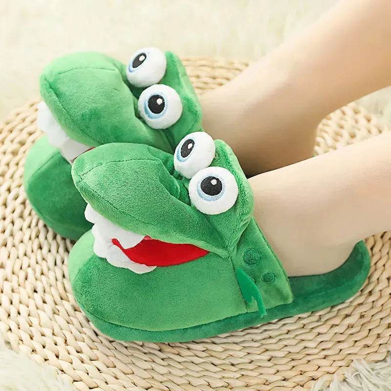 Cotton Slippers Mouth Will Move Plush Cute Funny Indoor Winter Couple Soft Bottom Plush Toys Indoor Slippers - Velora