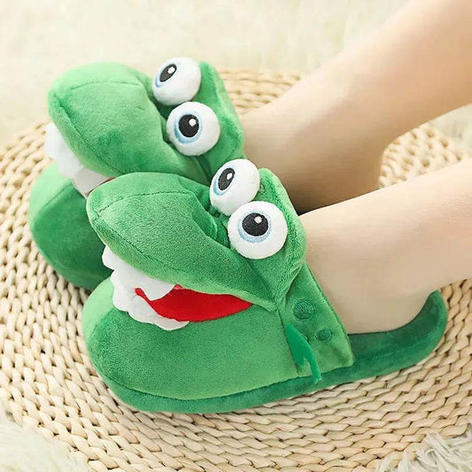 Cotton Slippers Mouth Will Move Plush Cute Funny Indoor Winter Couple Soft Bottom Plush Toys Indoor Slippers - Velora