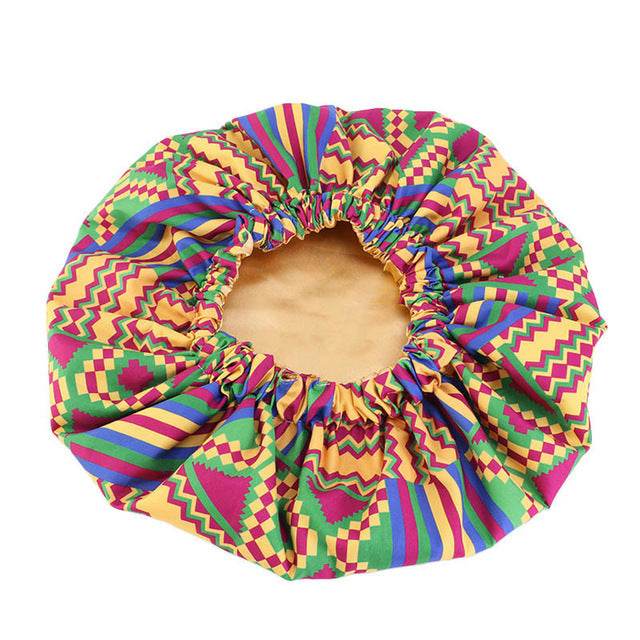 Pattern Satin Linned Bounce Hair Bonnet - Velora