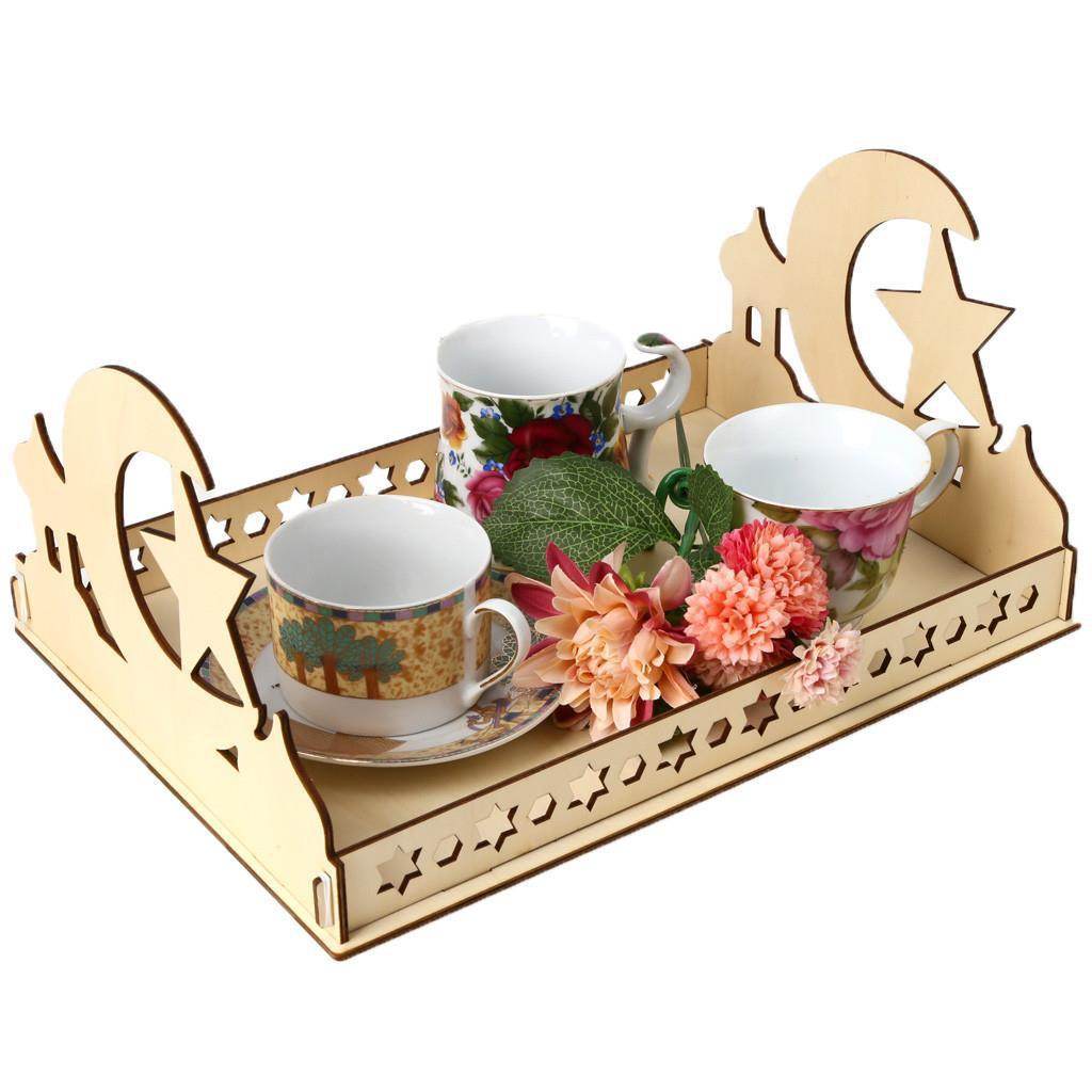 Wooden Artistic Eid Mubarak Wood Irregular Solid Wood Pan - Velora
