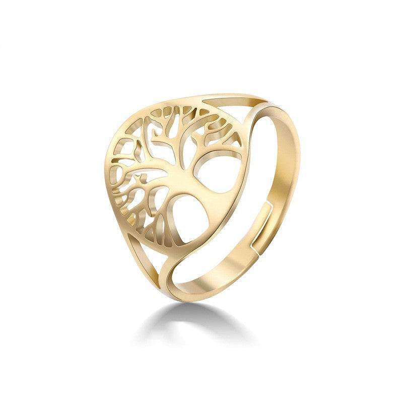Retro Hollow Design Tree Of Life Dress Ring Unisex - Velora