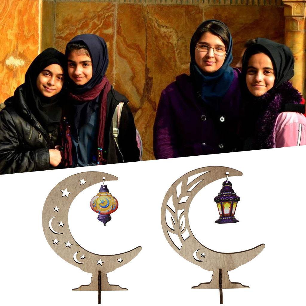 Ramadan Festival Kulbang Moon Painted Lantern Table Decoration Crafts Ornaments - Velora