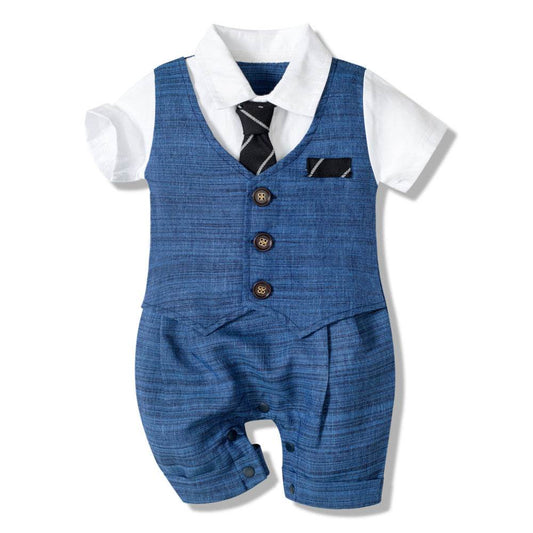 Summer New Baby Boy Jumpsuit Boys Gentleman Baby Children's Clothing - Velora
