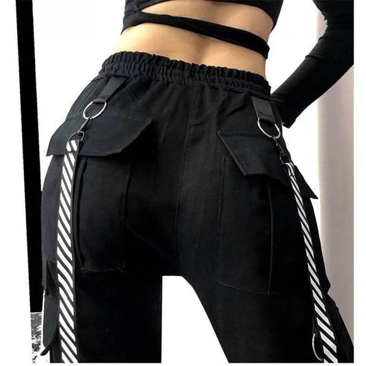 Streetwear Cargo Pants for Women black Jogger Trousers - Velora