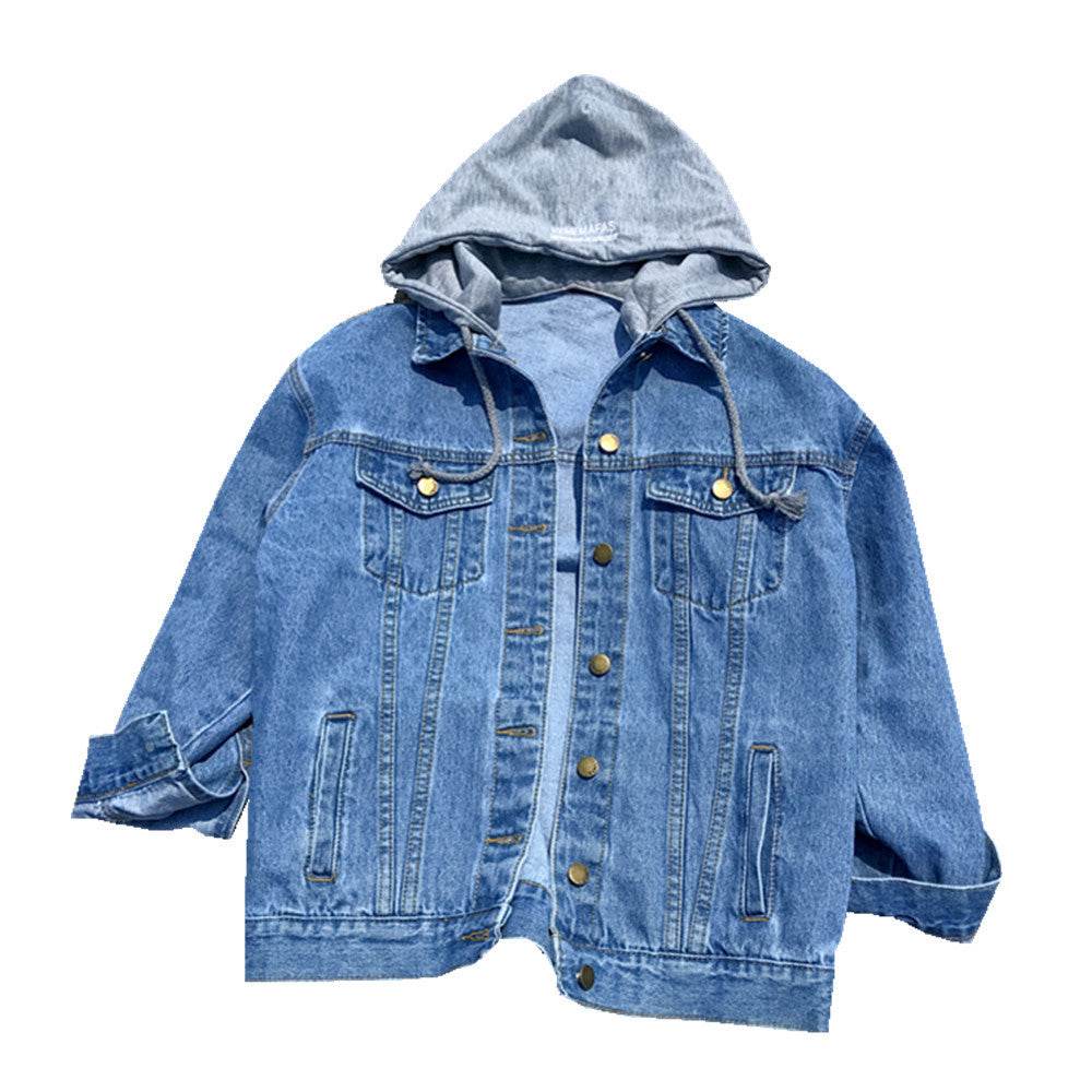 Casual Plain Oversized Hoodie Denim Jacket Unisex - Velora